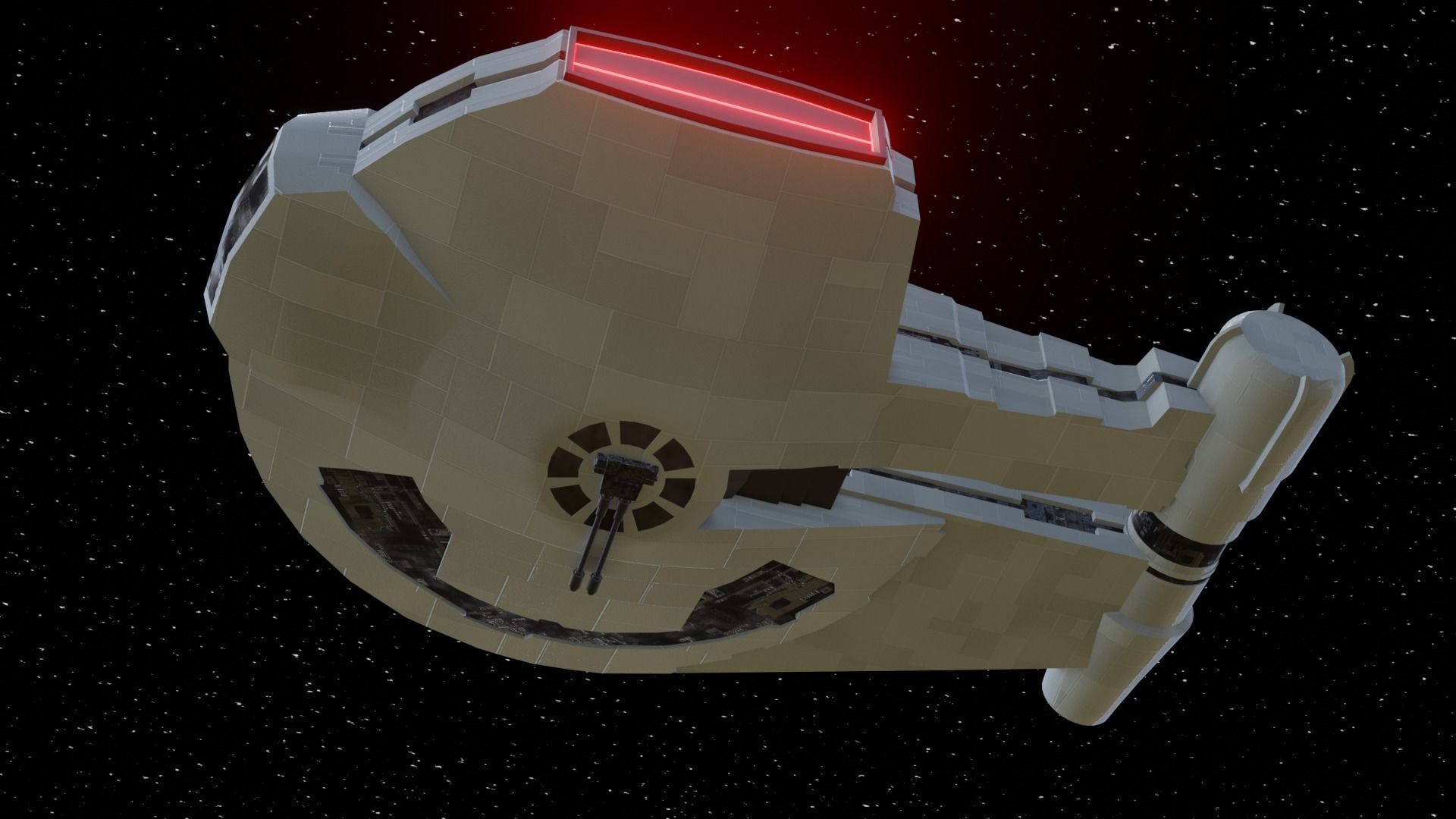 Spaceship - Imperial YT2400 Low Poly Low-poly 3D model_4