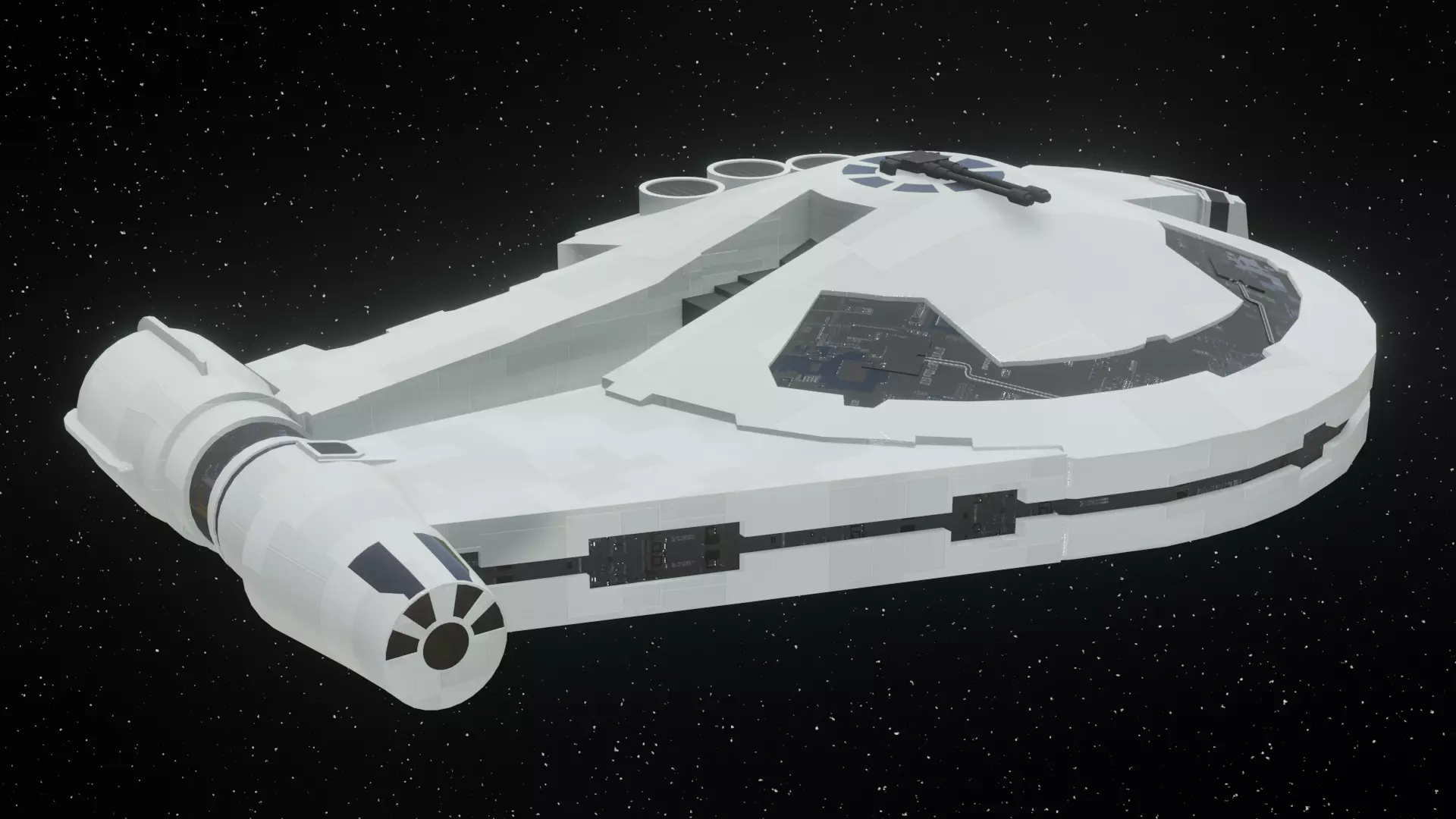 Spaceship - Imperial YT2400 Low Poly Low-poly 3D model_0