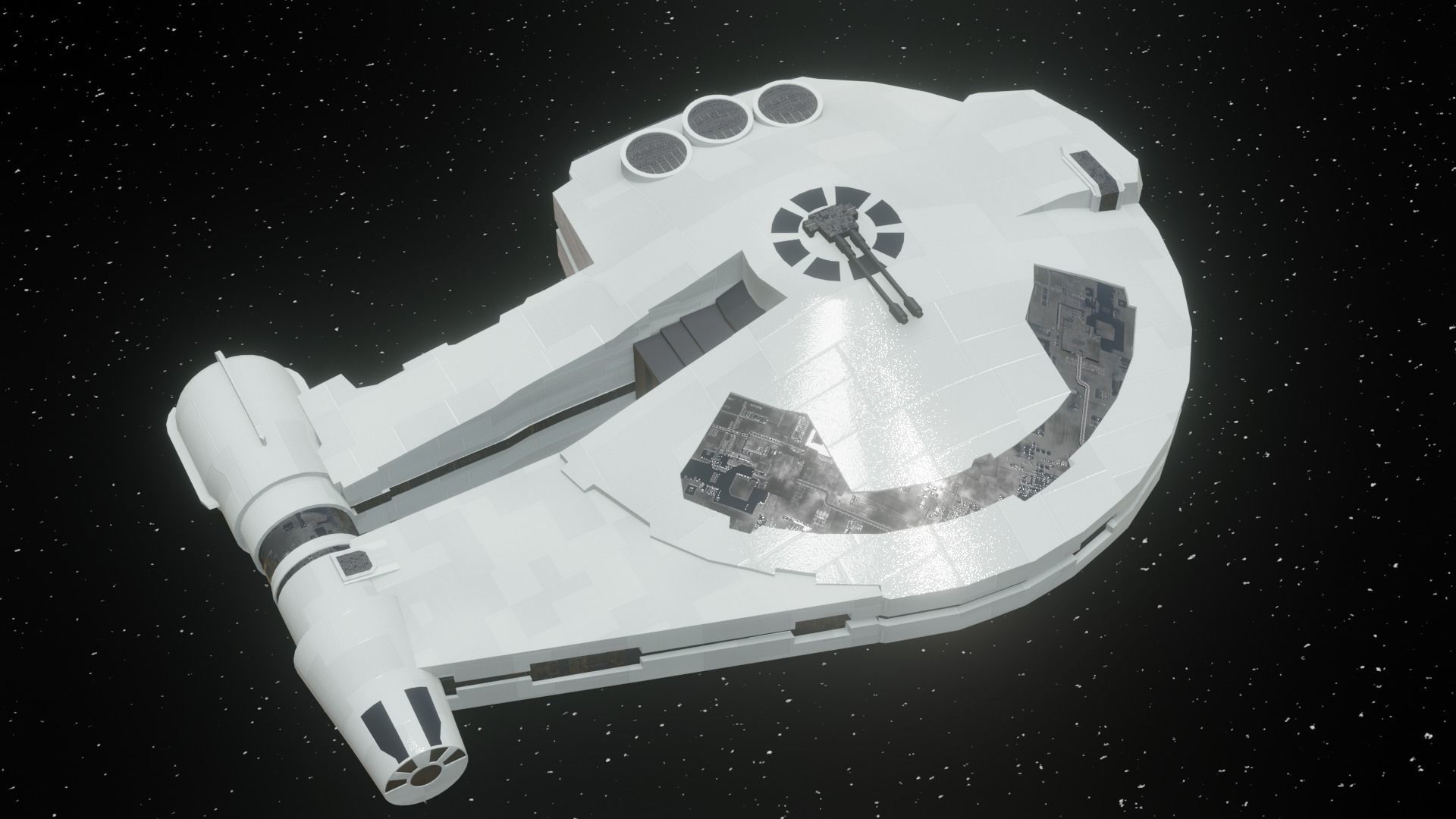 Spaceship - Imperial YT2400 Low Poly Low-poly 3D model_2