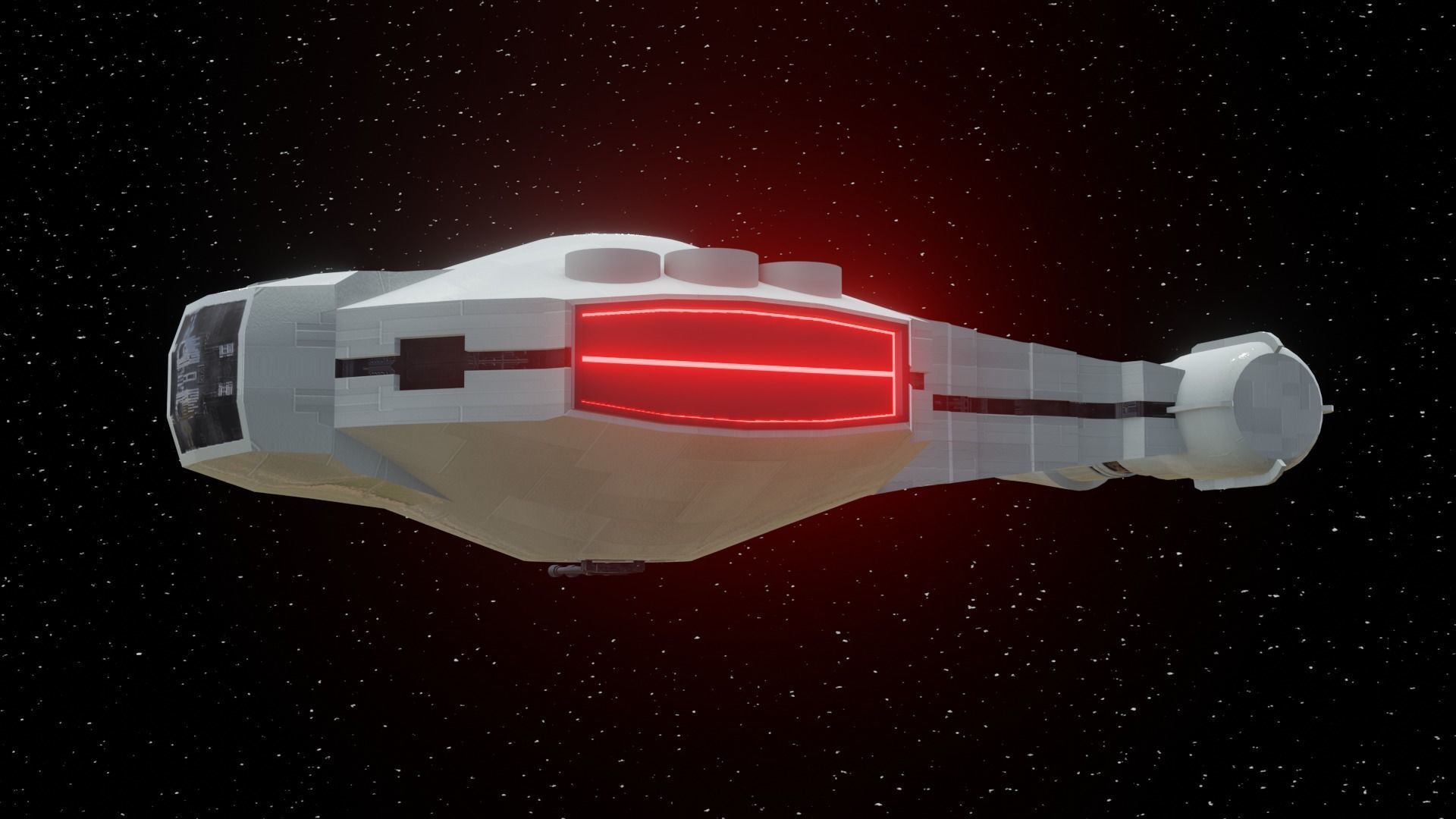 Spaceship - Imperial YT2400 Low Poly Low-poly 3D model_3