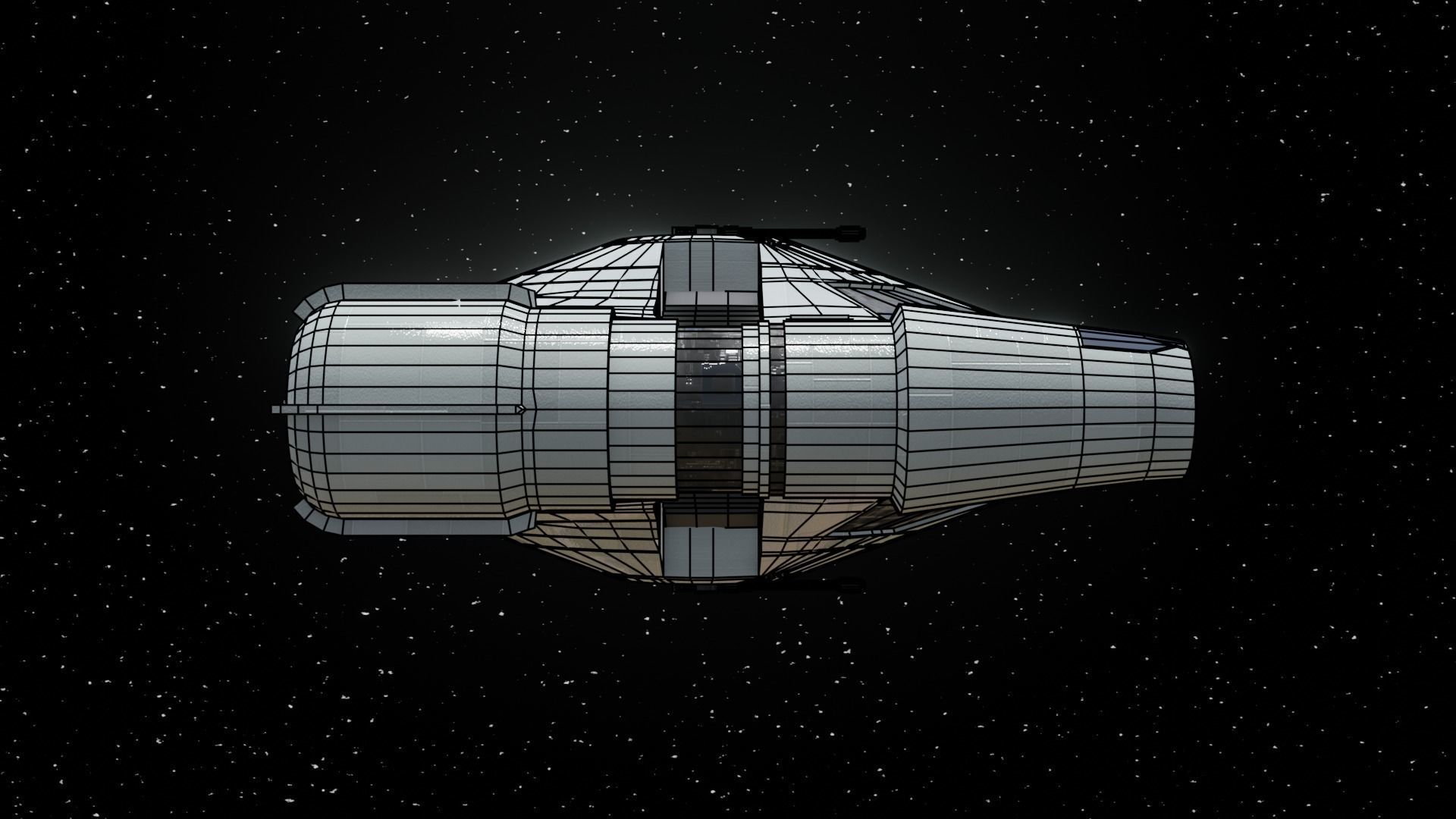 Spaceship - Imperial YT2400 Low Poly Low-poly 3D model_12