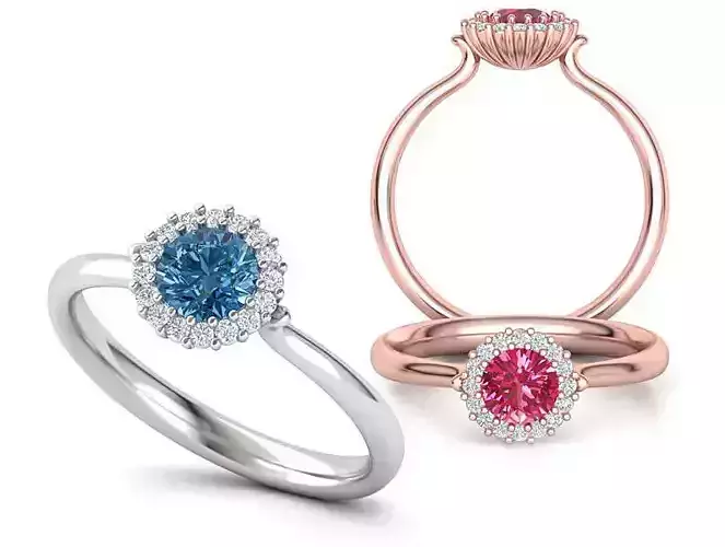 Chocolate Gem Engagement ring with 5mm stone Printable 3d model