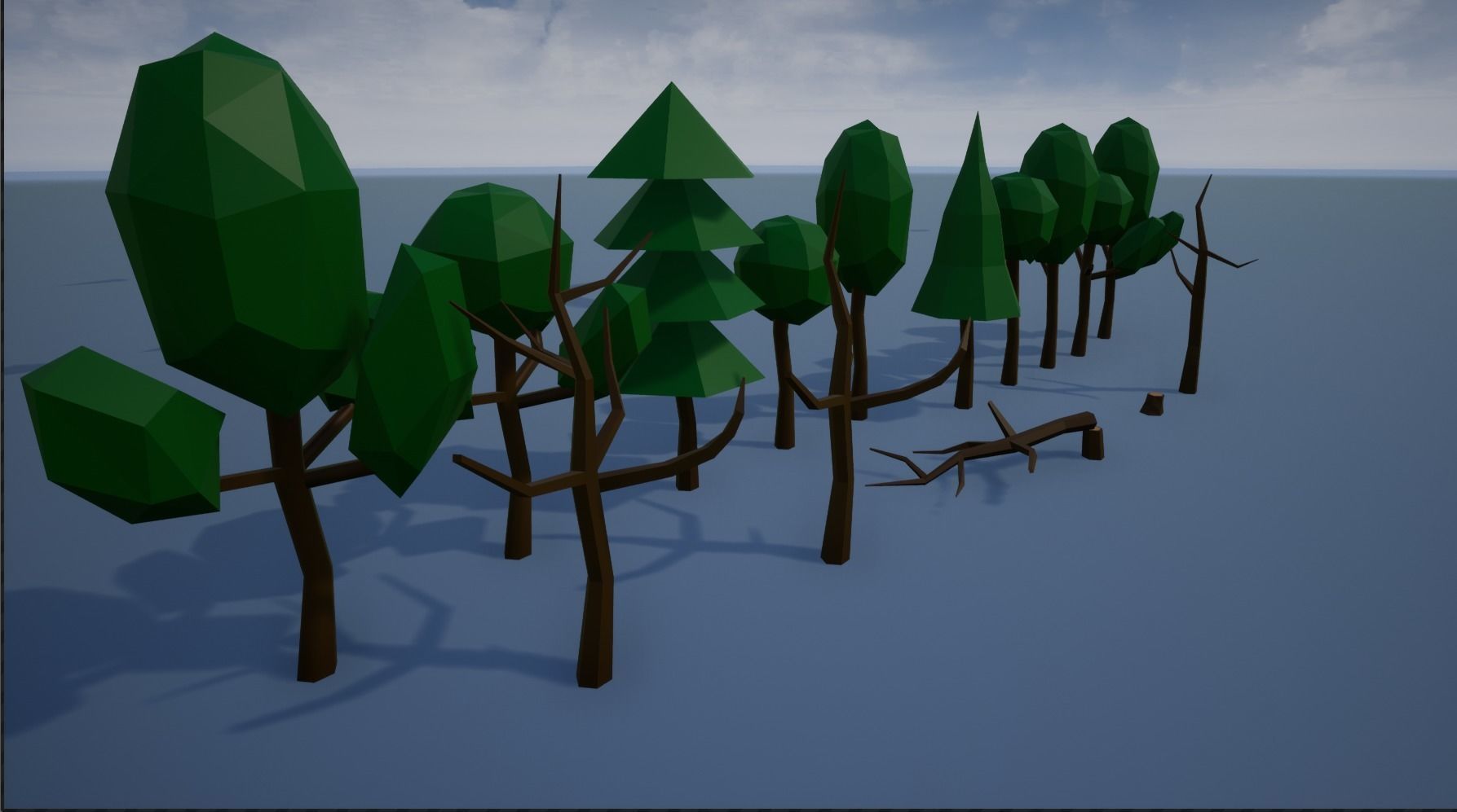 Lowpoly Trees group of Low-poly 3D model_1