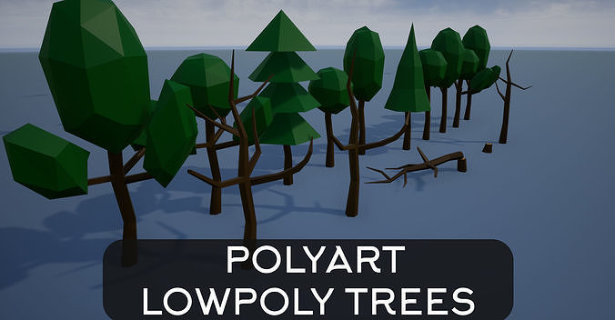 Lowpoly Trees group of Low-poly 3D model