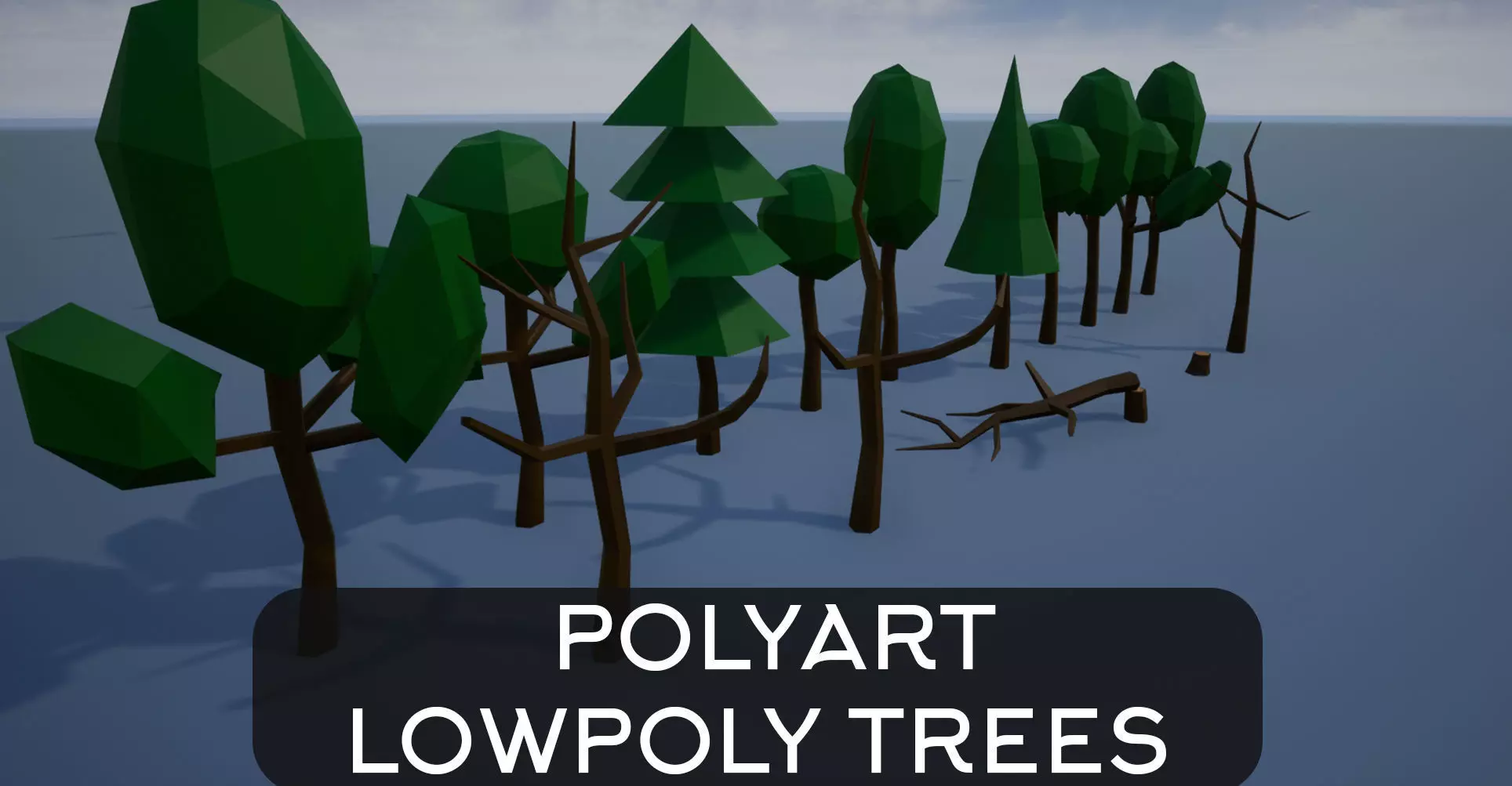 Lowpoly Trees group of Low-poly 3D model_0