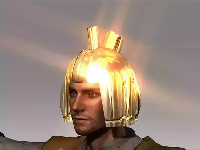 Low poly golden geometrical helmet Low-poly 3D model