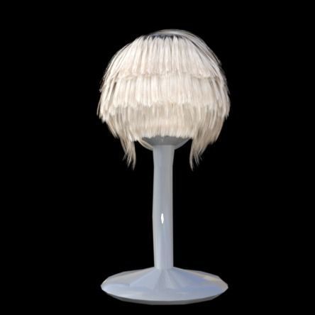 realistic hair feather lamp 3D model_2