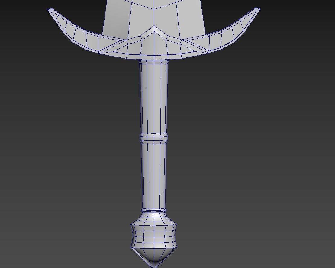 Free Elven fantasy Sword Lowpoly Free low-poly 3D model_6