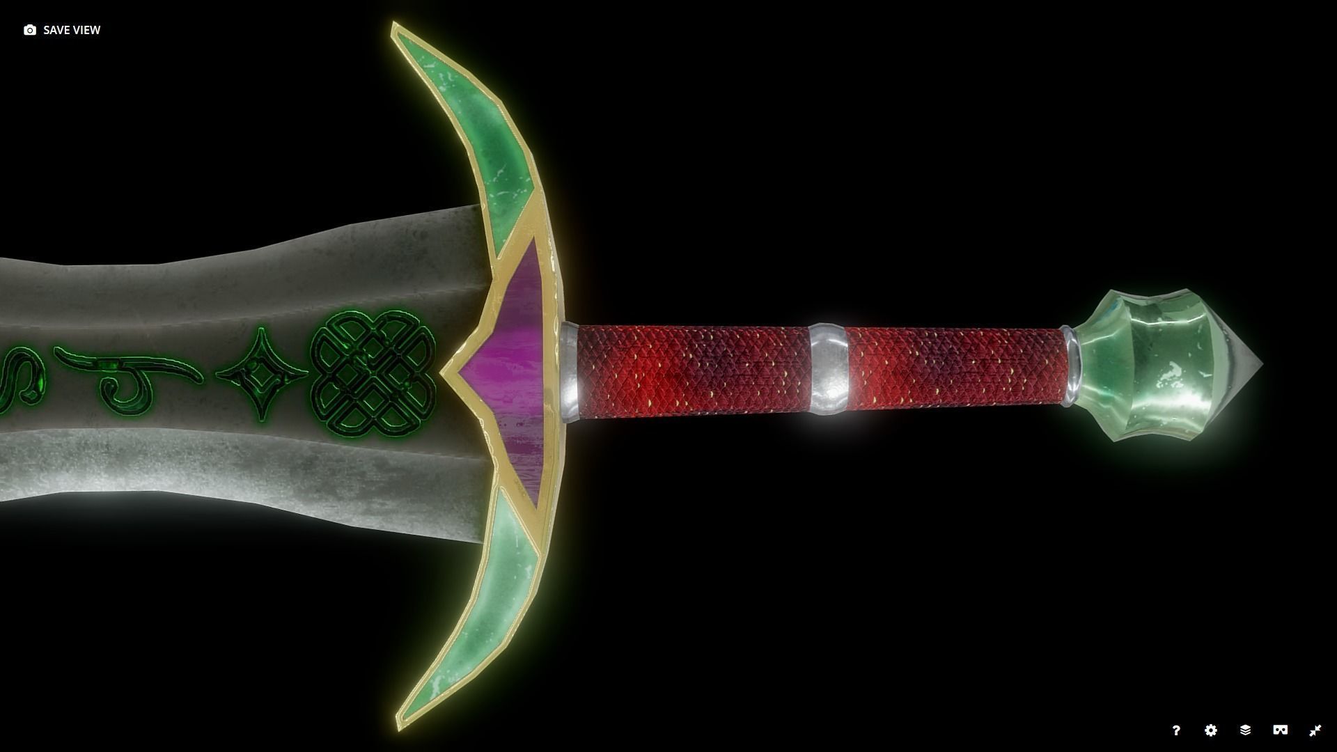 Free Elven fantasy Sword Lowpoly Free low-poly 3D model_2