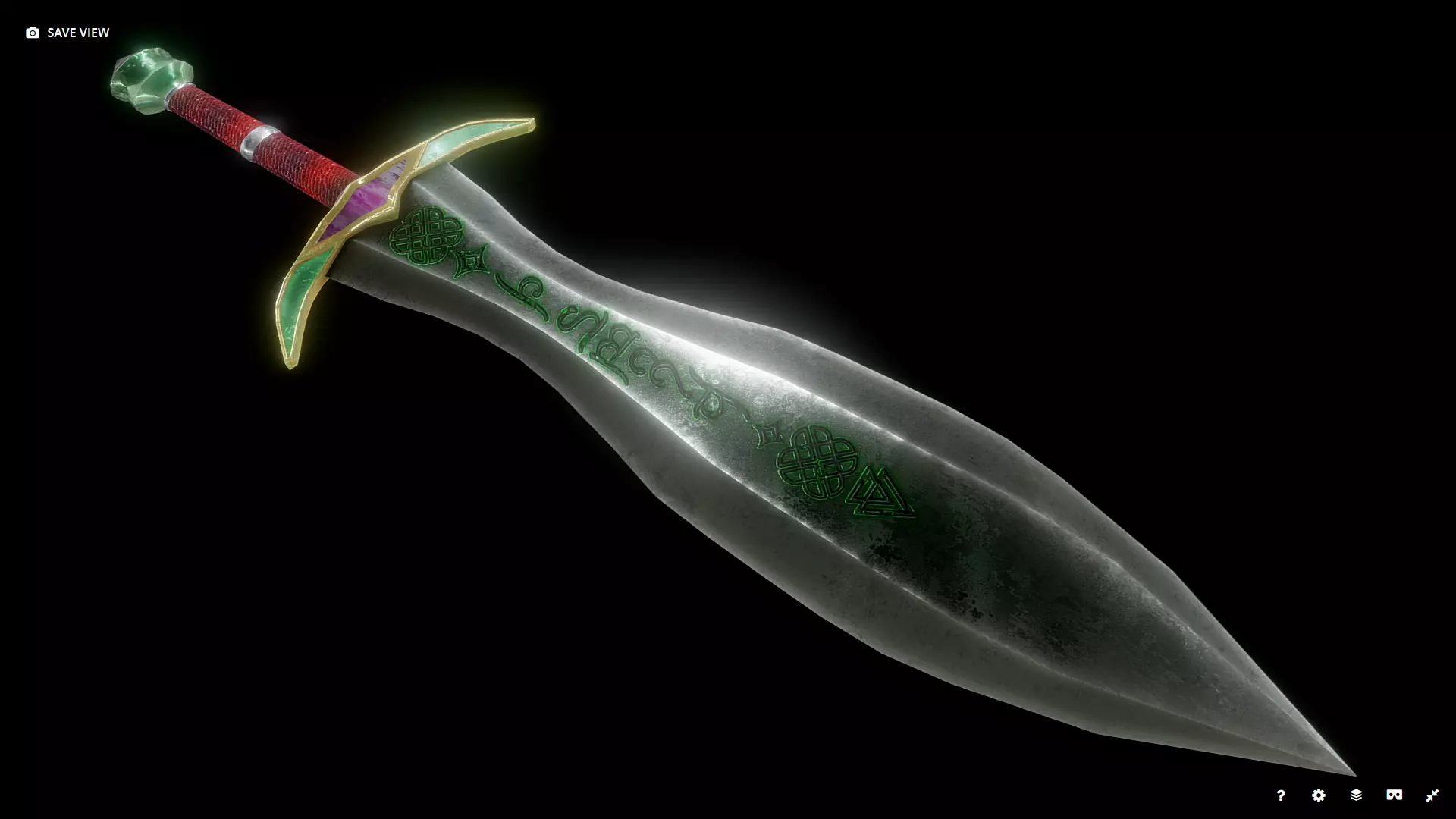 Free Elven fantasy Sword Lowpoly Free low-poly 3D model_0