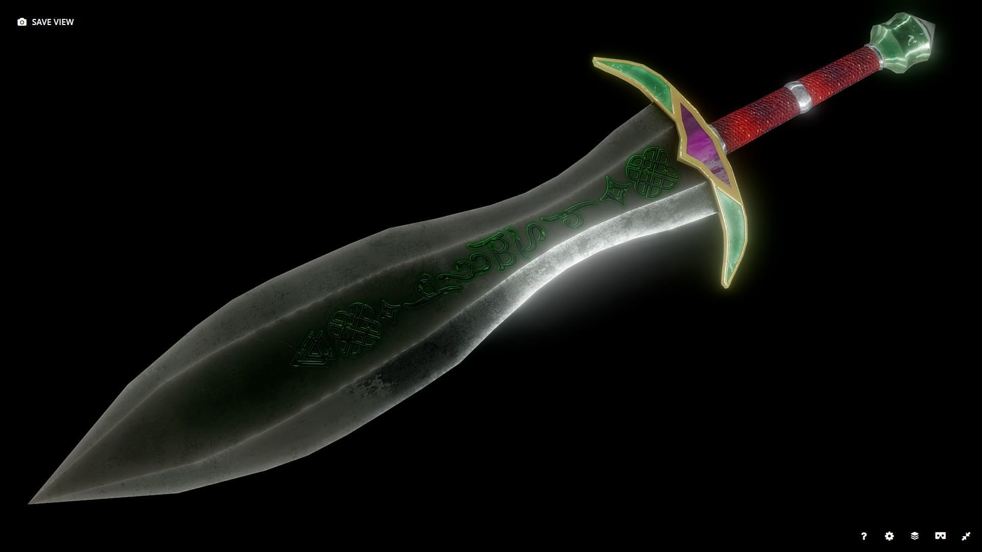 Free Elven fantasy Sword Lowpoly Free low-poly 3D model_1