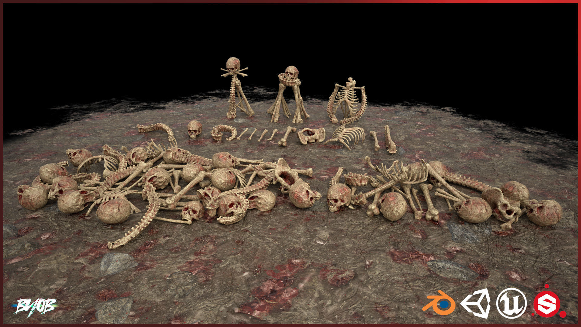 Bone prop pack - low poly 3D Models  Low-poly 3D model_1