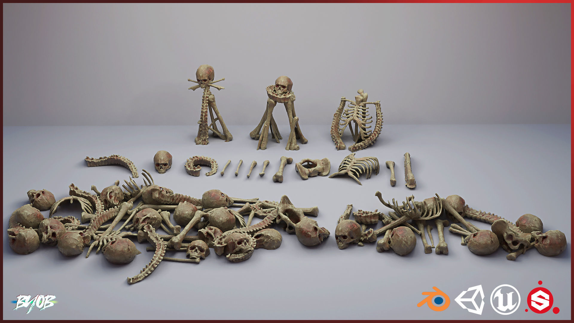 Bone prop pack - low poly 3D Models  Low-poly 3D model_2