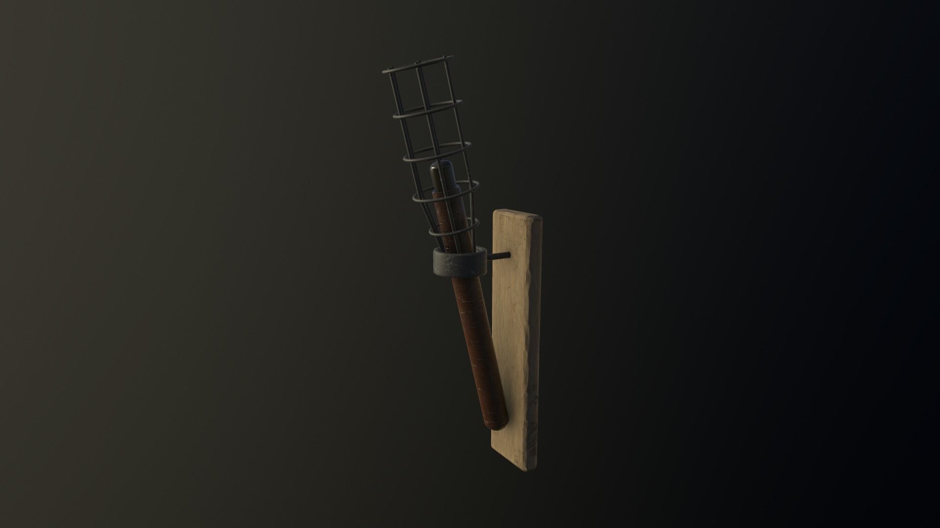 Wall Torch Low-poly 3D model_3
