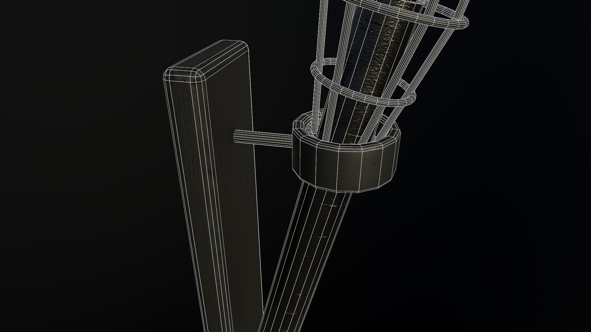 Wall Torch Low-poly 3D model_20