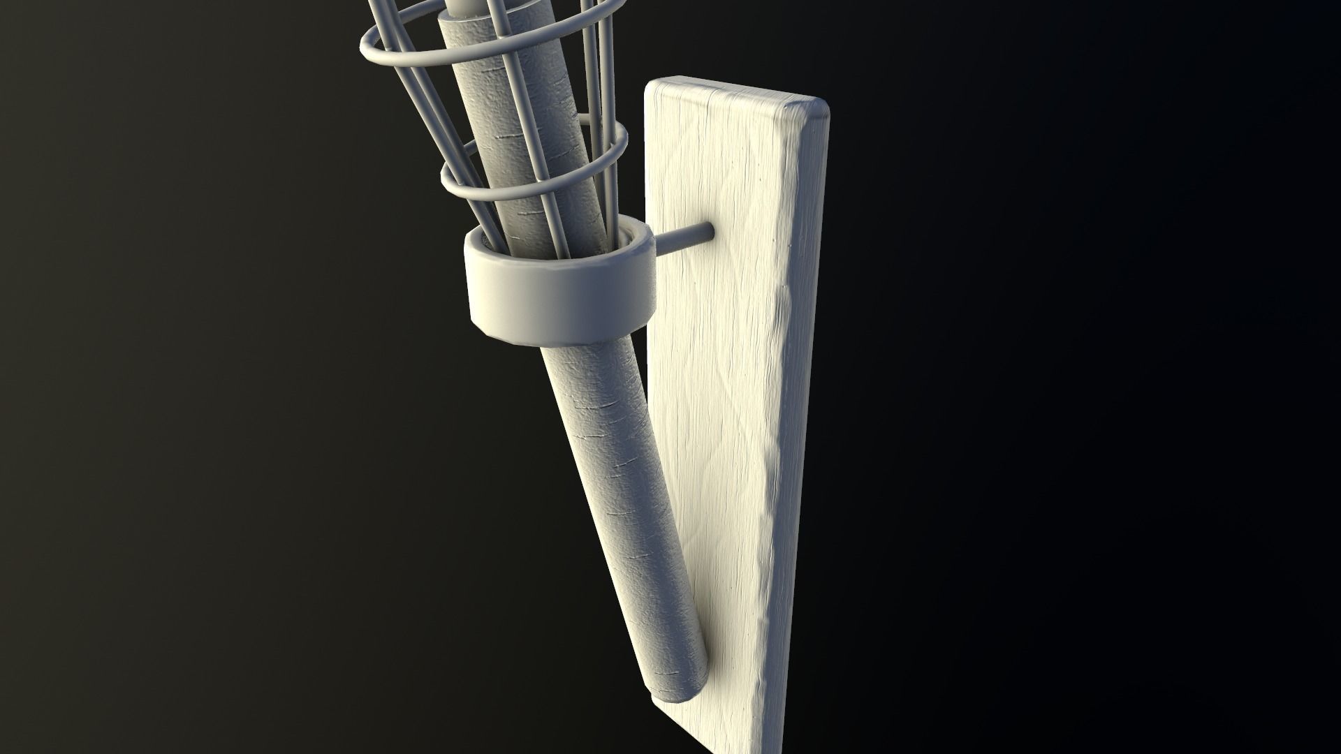 Wall Torch Low-poly 3D model_10