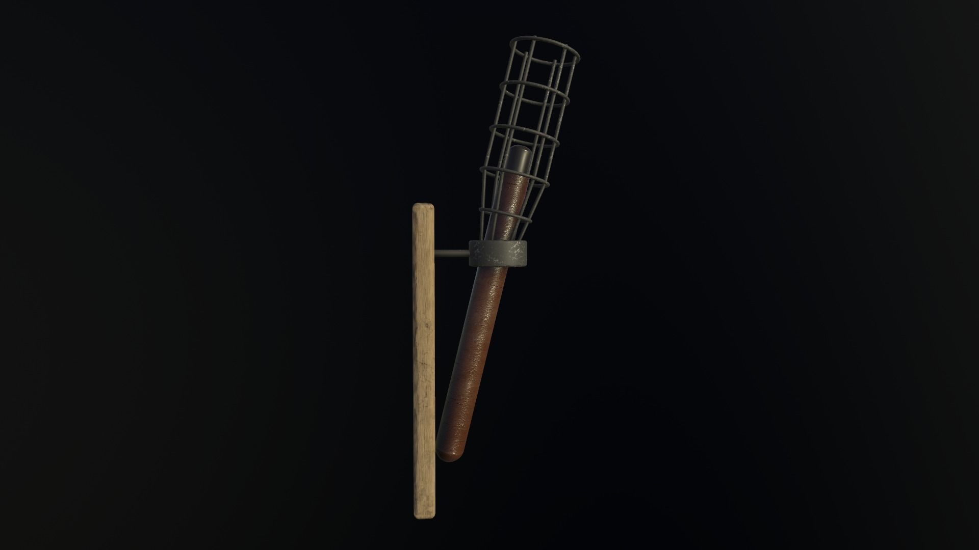 Wall Torch Low-poly 3D model_5
