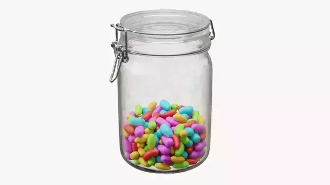 Jar with jelly beans 01 3D model
