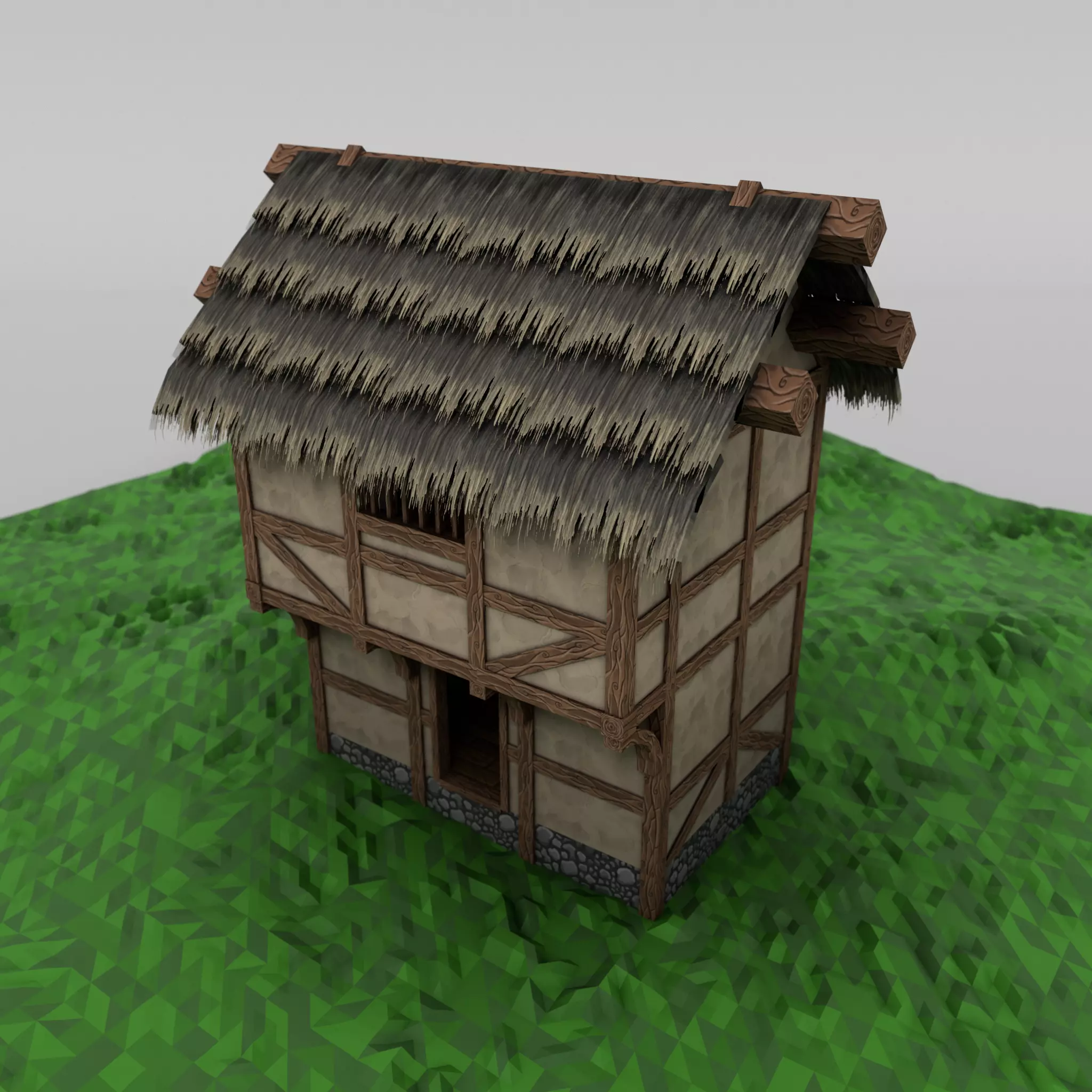 Thatch House Modular Set Low-poly 3D model_0