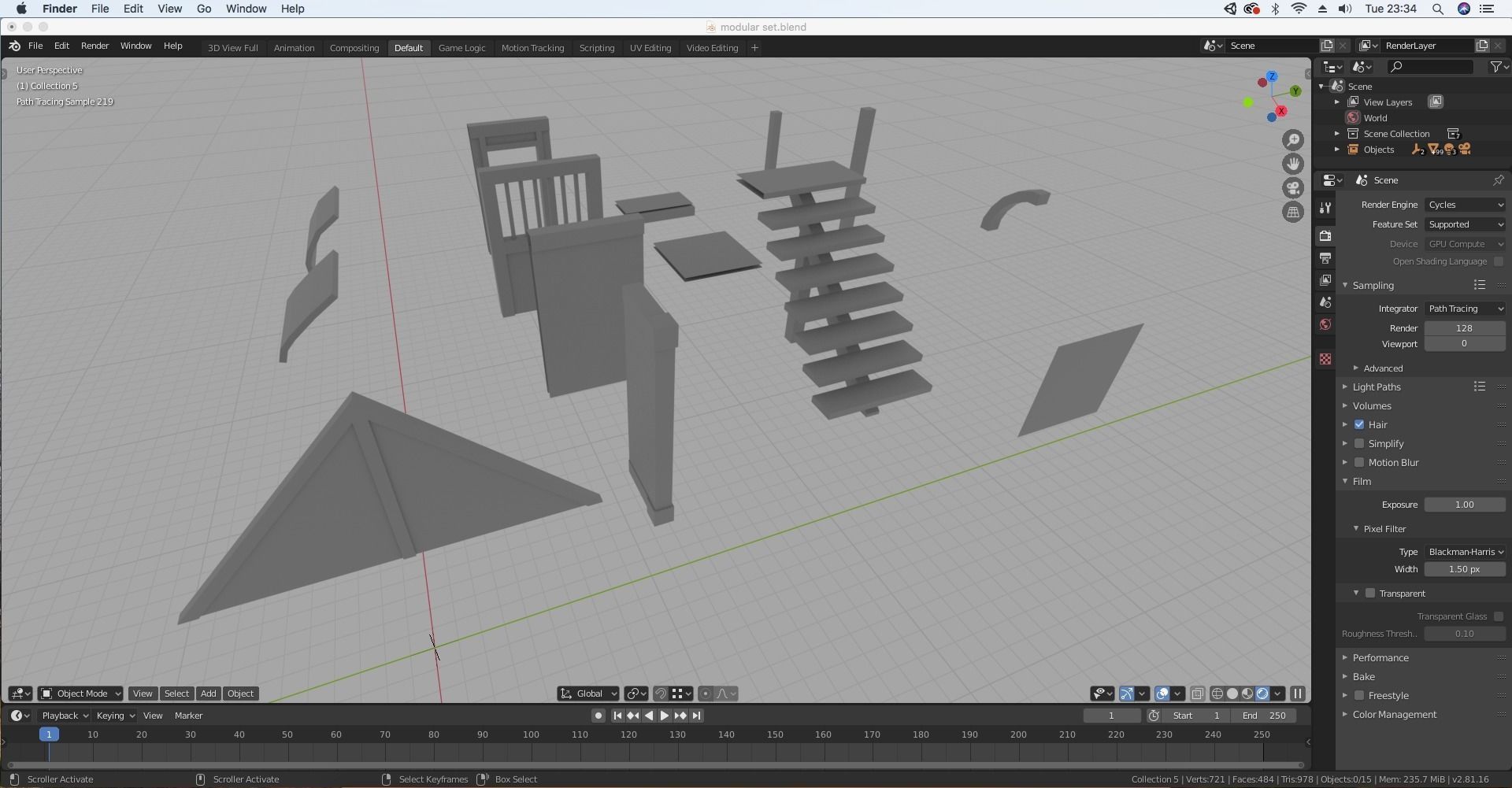 Thatch House Modular Set Low-poly 3D model_1