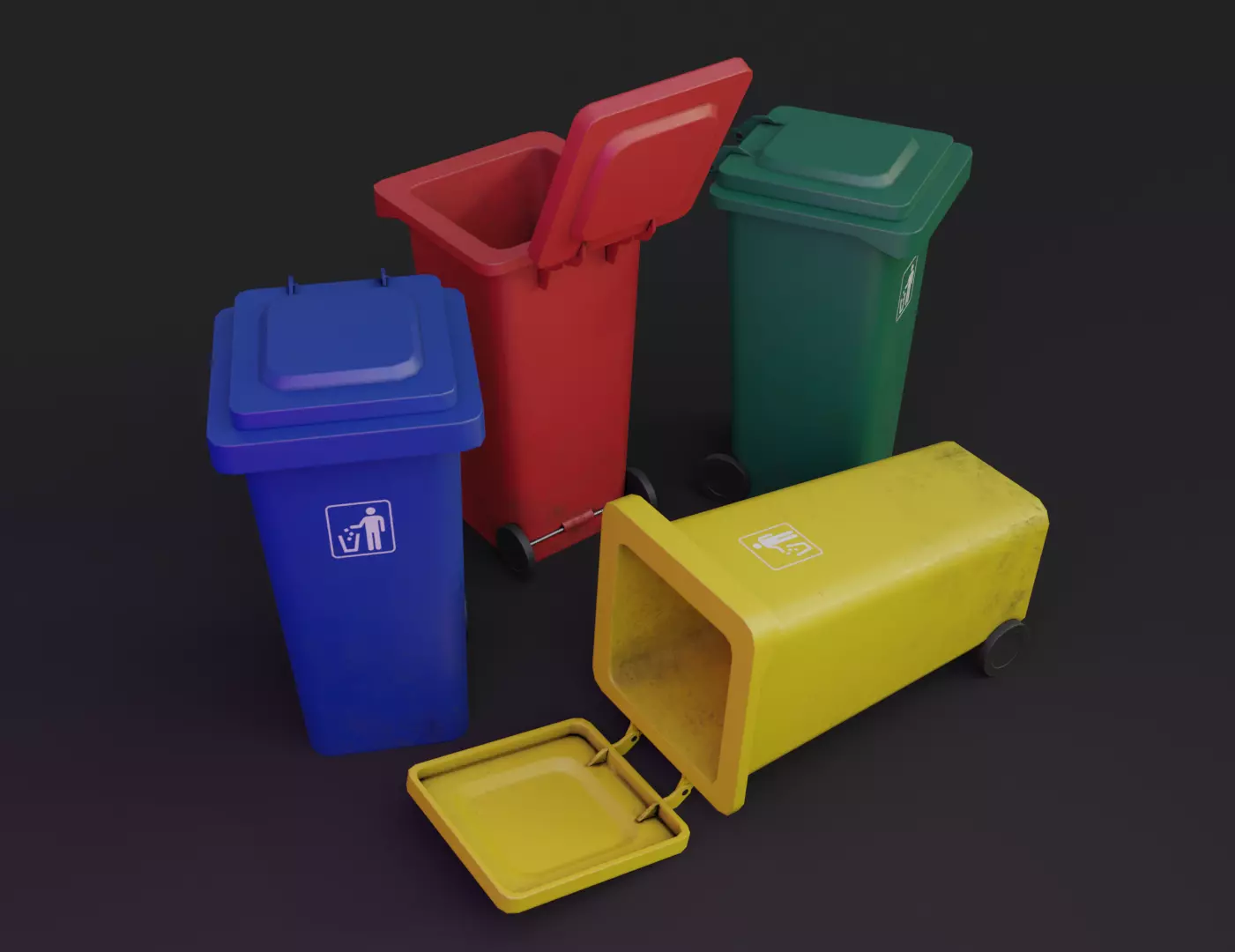 Plastic Trash Bin Free low-poly 3D model