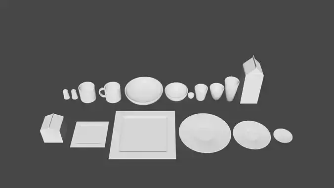 Plates Bowls Cups and Milk Cartons