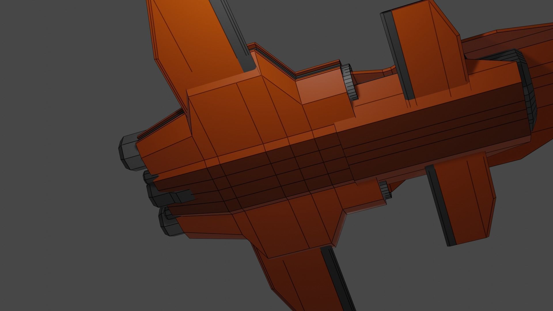 Low-Poly Spaceship orange and Low-poly 3D model_7