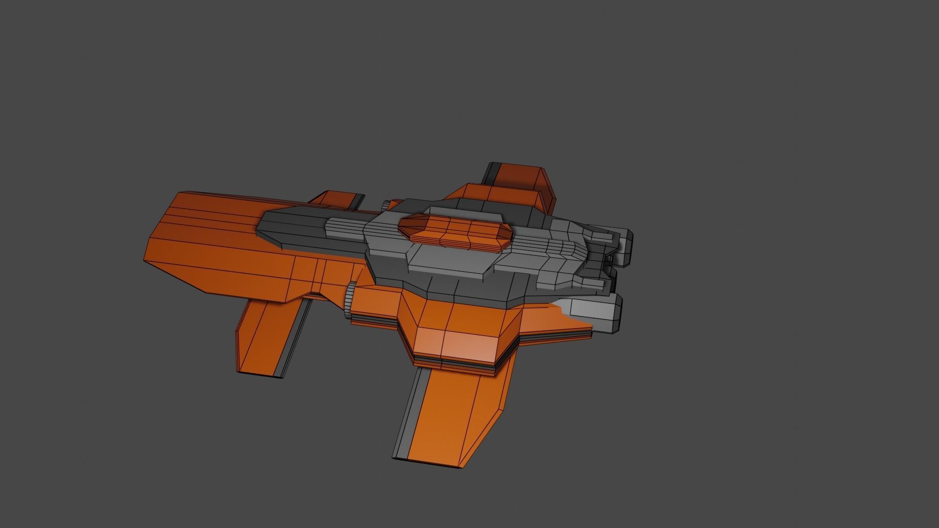 Low-Poly Spaceship orange and Low-poly 3D model_5