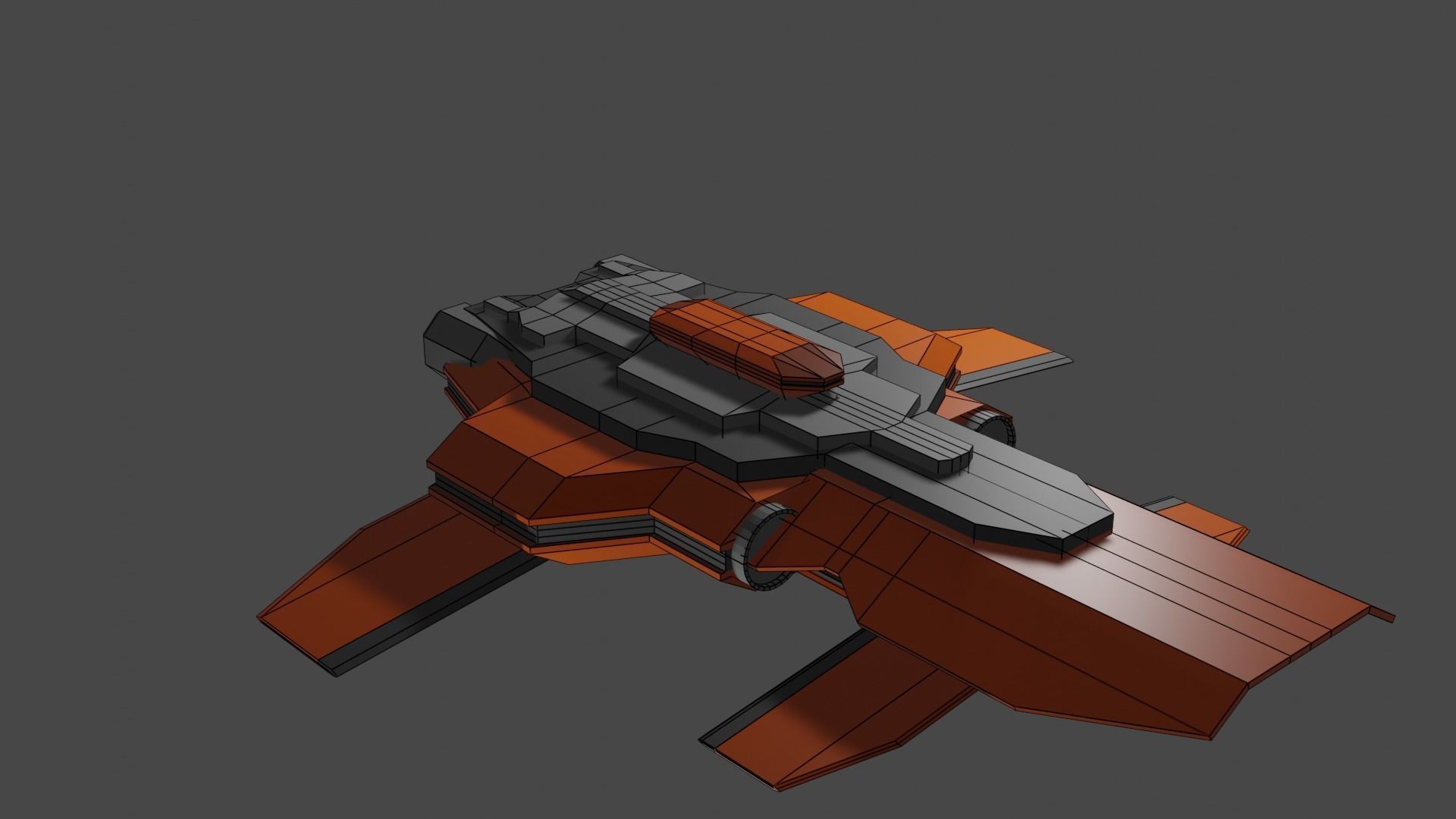 Low-Poly Spaceship orange and Low-poly 3D model_4