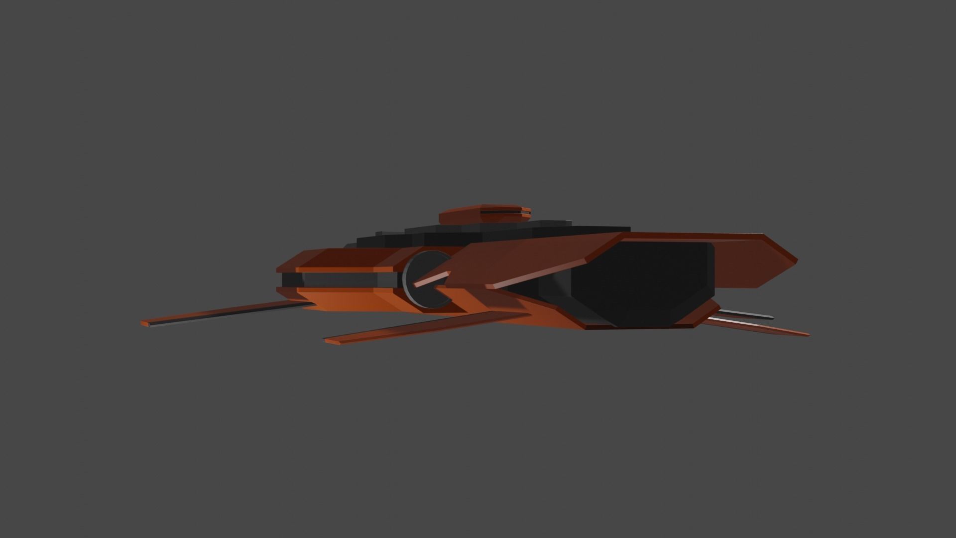 Low-Poly Spaceship orange and Low-poly 3D model_9