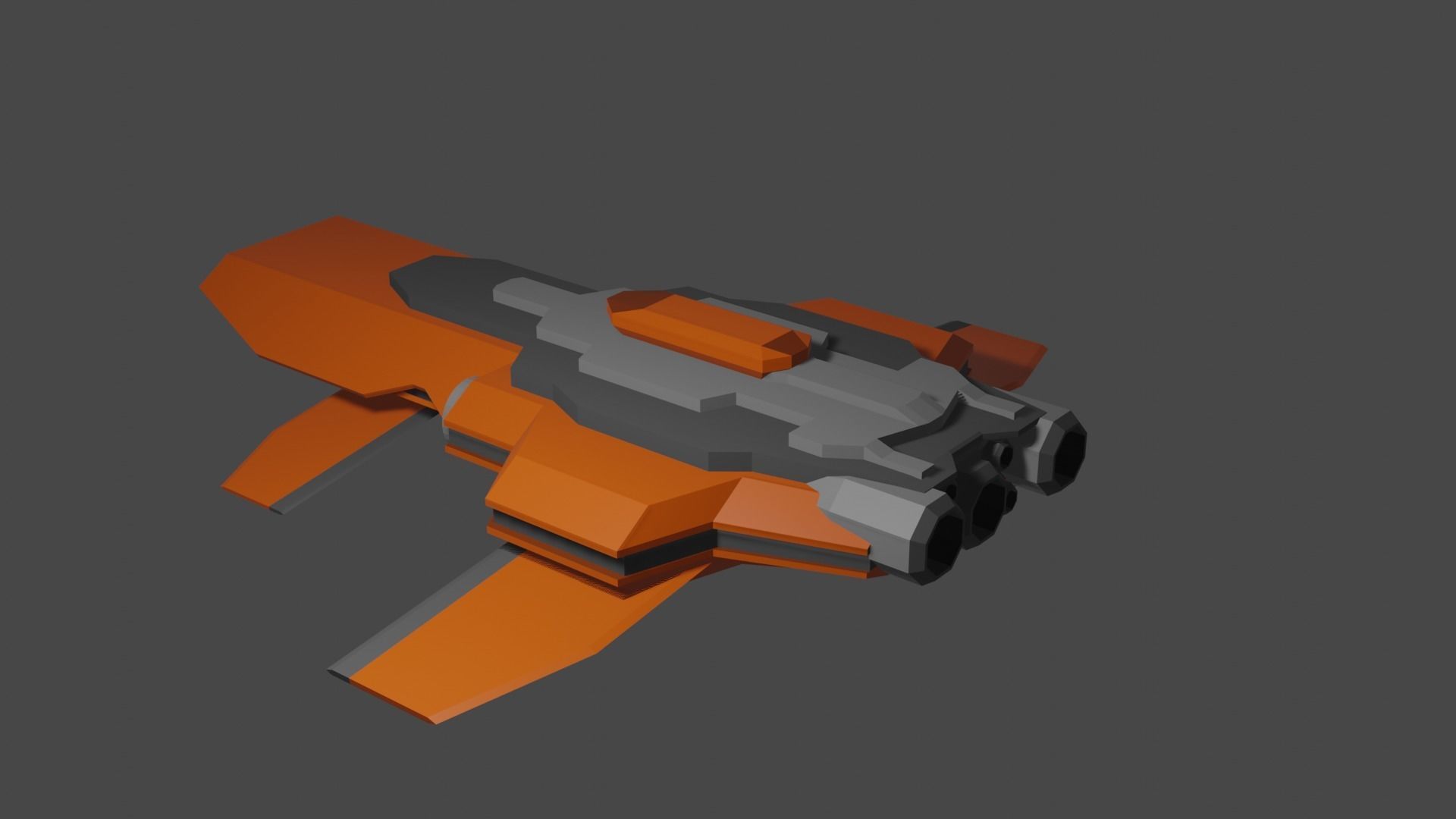 Low-Poly Spaceship orange and Low-poly 3D model_15