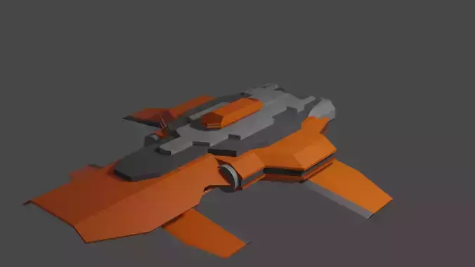 Low-Poly Spaceship orange and Low-poly 3D model