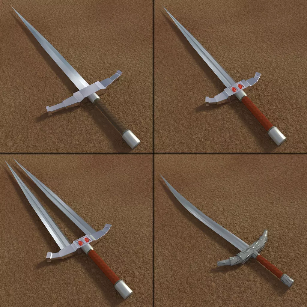 Swords Collection 1 sword in desert 3D model_0