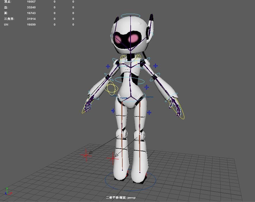 Female Robot Rigged 3D model Low-poly 3D model_5