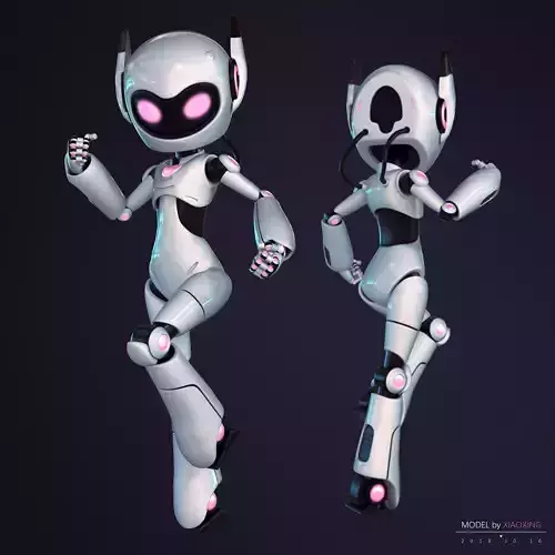 Female Robot Rigged 3D model Low-poly 3D model