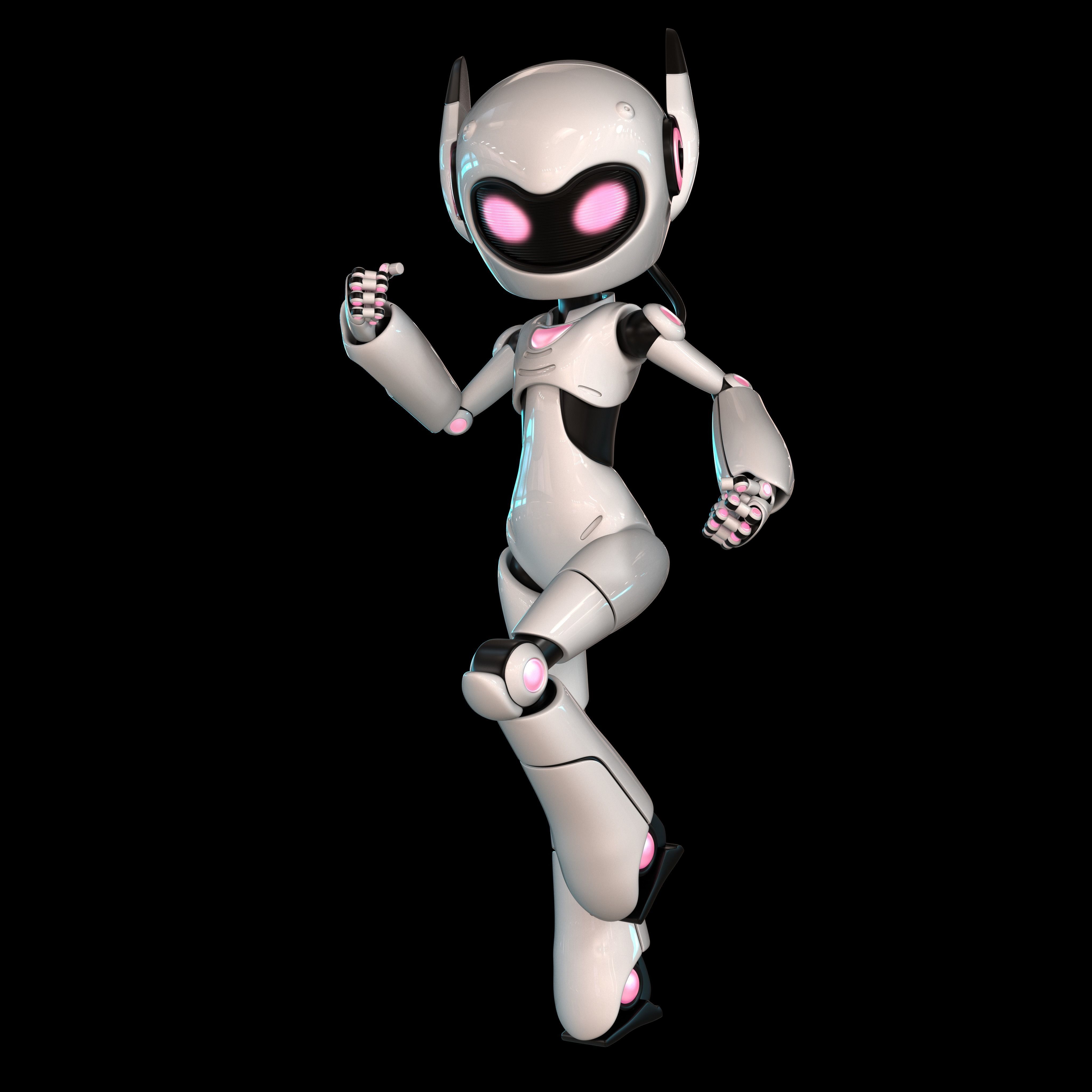 Female Robot Rigged 3D model Low-poly 3D model_1