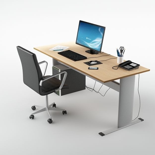 Desk Office 01 3D model_3