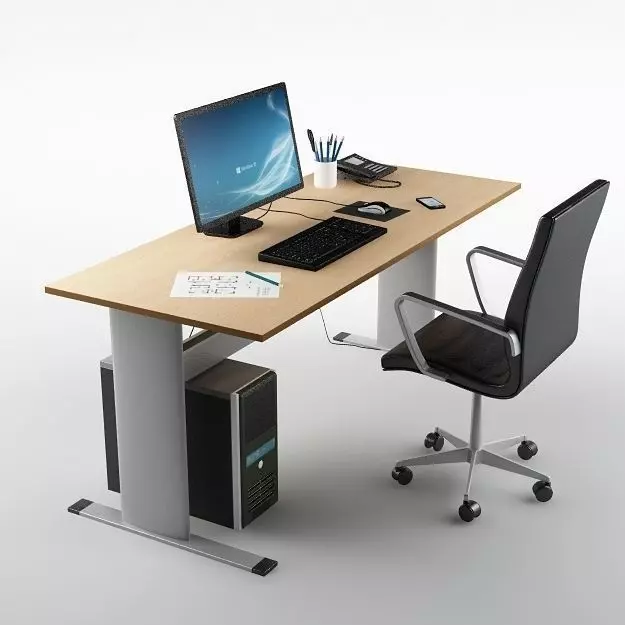 Desk Office 01 3D model_0