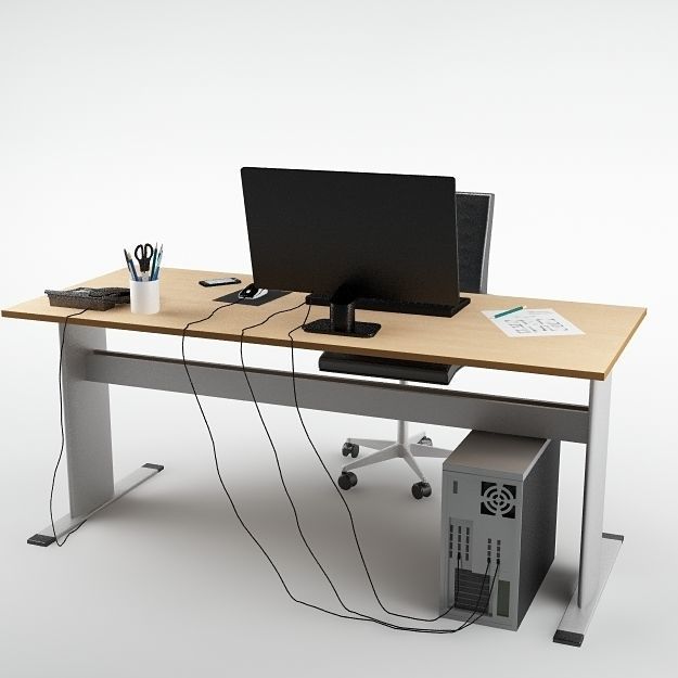 Desk Office 01 3D model_7
