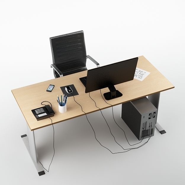 Desk Office 01 3D model_5