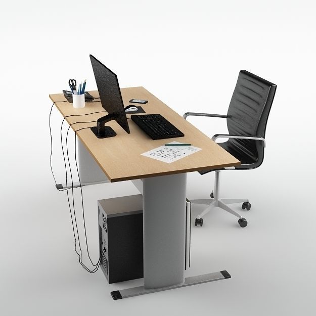 Desk Office 01 3D model_2