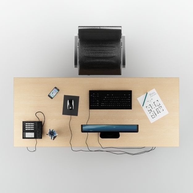 Desk Office 01 3D model_8