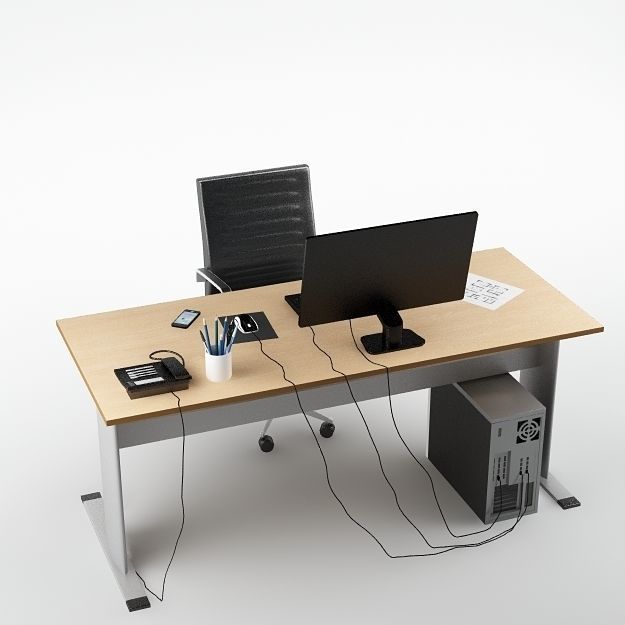 Desk Office 01 3D model_4