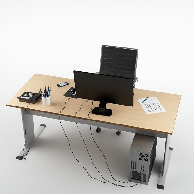 Desk Office 01 3D model_6