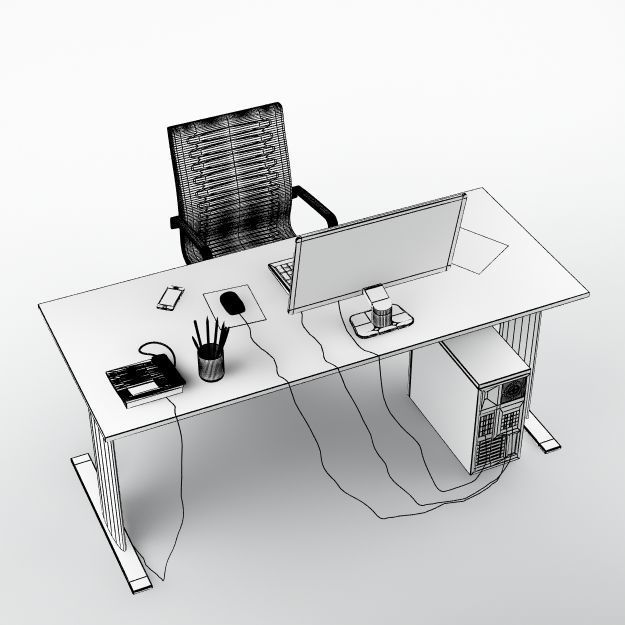 Desk Office 01 3D model_9