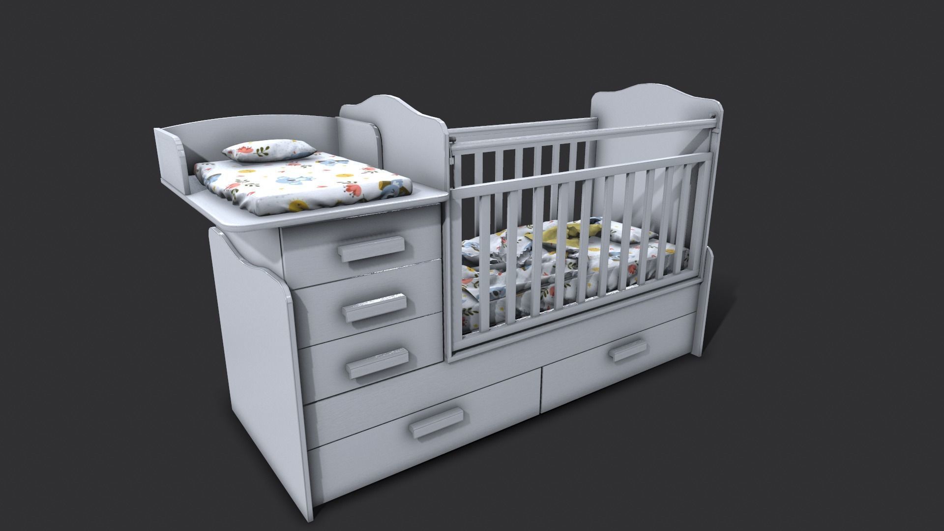 Baby Bed 3D model_9