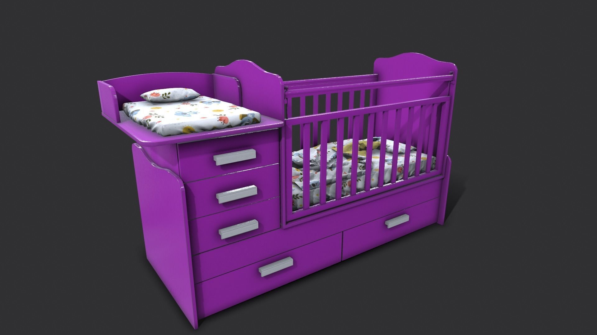 Baby Bed 3D model_8