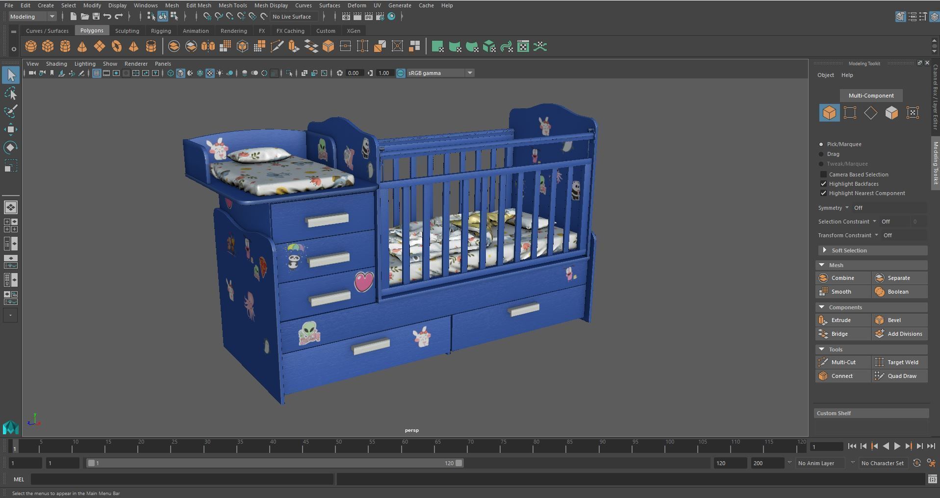 Baby Bed 3D model_32