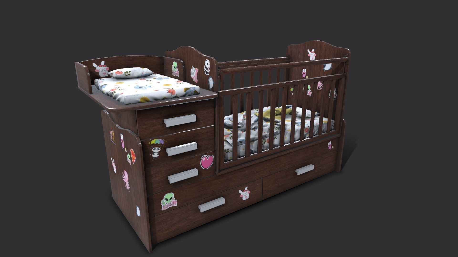 Baby Bed 3D model_5