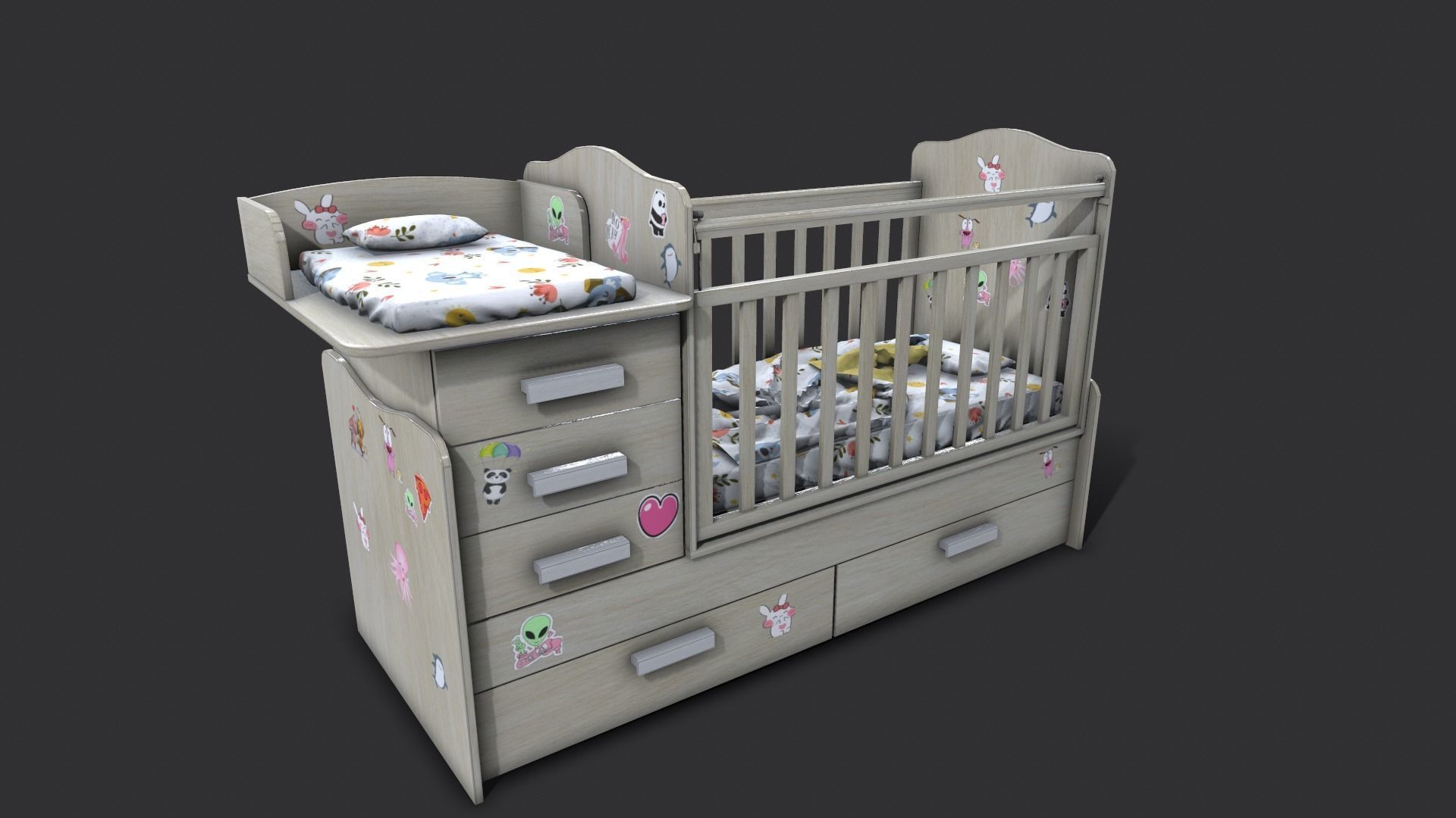 Baby Bed 3D model_6